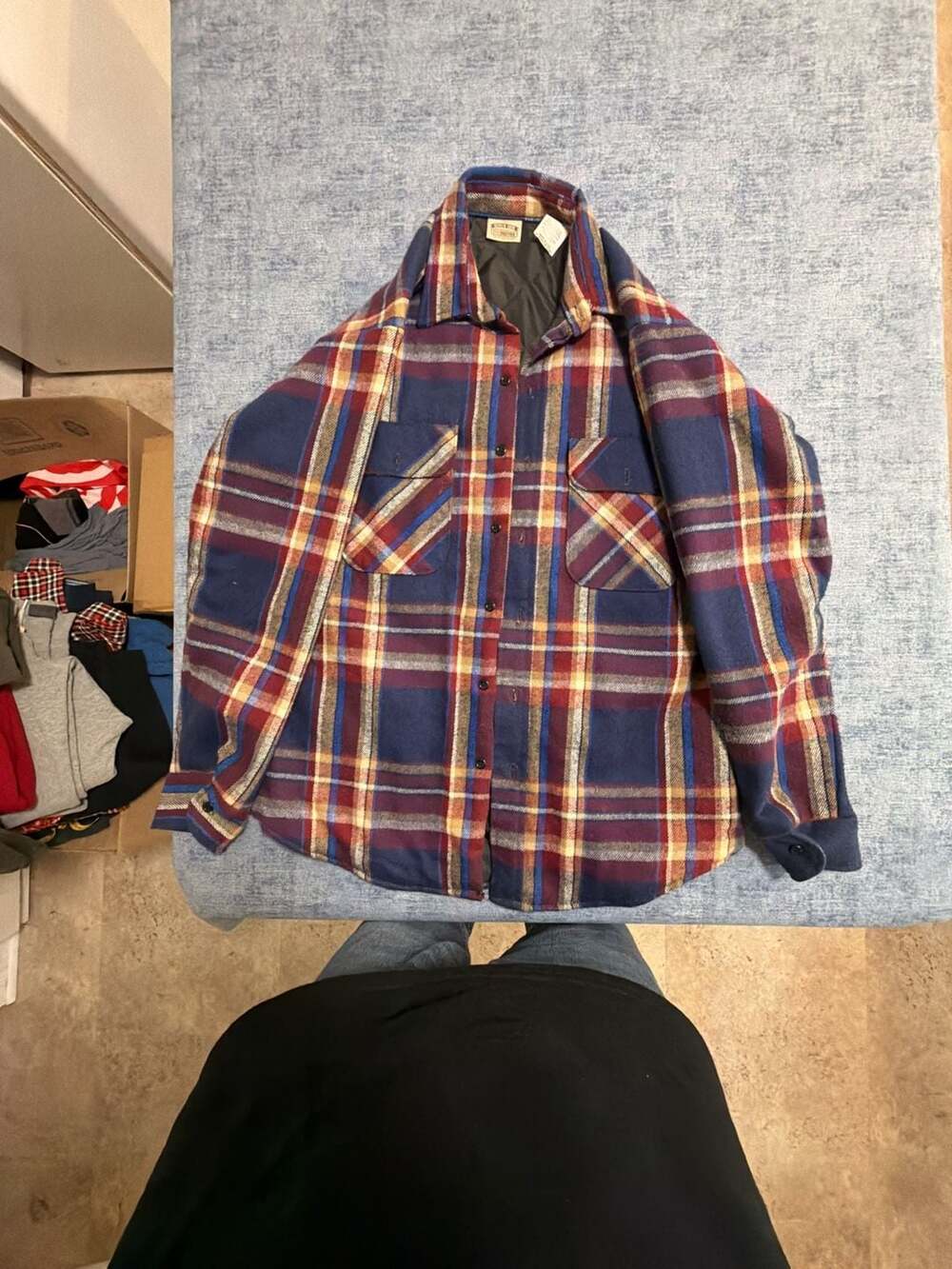 Five Brother Quilted Lined Plaid Flannel Shirt Jacket